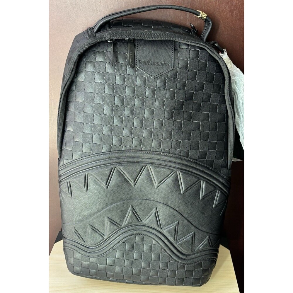 NEW Sprayground Raised Check Limited Edition Black Shark Mouth Backpack - Picture 2 of 16